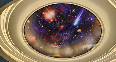 台北市豪宅｜星空宇宙圓形天花 圓形天花星空主題大圖設計、輸出與施工