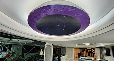 台北市豪宅｜星座圓形燈膜天花 圓形透光燈膜星座天花設計、輸出與安裝