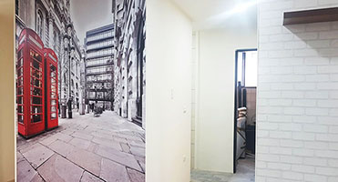 桃園豪宅｜英倫街景情境壁貼 高解析街景大圖輸出與居家牆面施工
