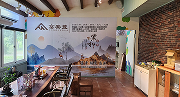 大溪富泰豐｜幹細胞主題牆面貼圖 山水意象品牌牆面設計、大圖輸出與現場裱貼施工